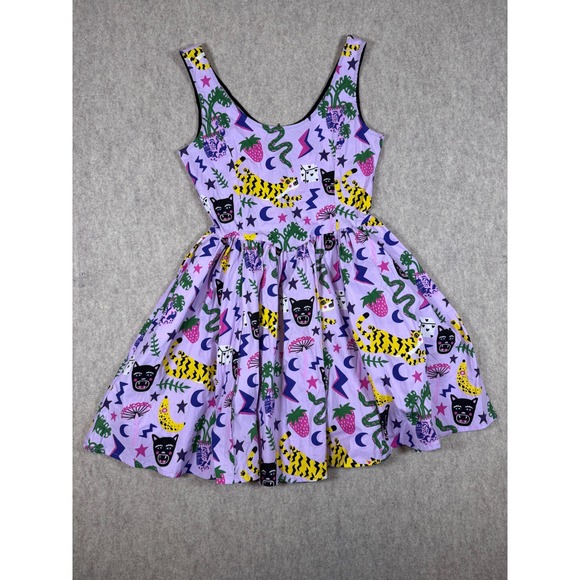 Nooworks Dresses & Skirts - k35: Nooworks Magic Cat Tiger Mushroom Print Dress Size Medium Sleeveless